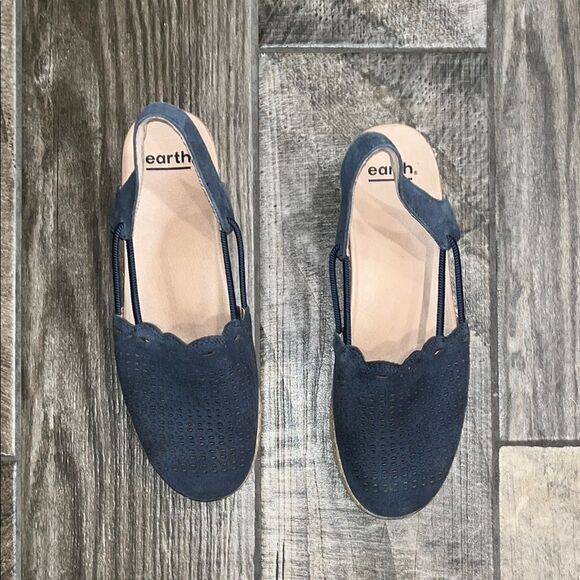 Earth Blue Flats Suede leather Minimalist Design 2” platform. - Picture 2 of 3
